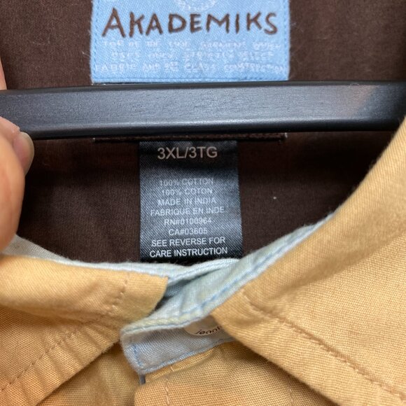 VINTAGE Akademiks Shirt Mens 3XL Tan All Over Print Hip Hop Rap Y2K - Picture 3 of 16